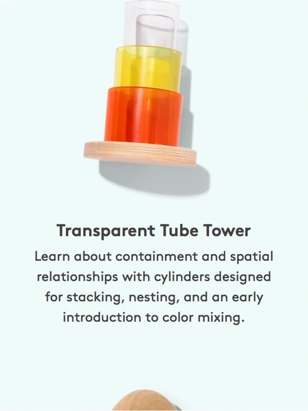 LOVEVERY Tube Tower — Stackable Kids Learning Cups — Red, Yellow, Clear Toy Set